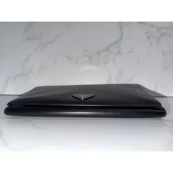 Prada Saffiano Continental Flap Wallet in Black - Picture 11 of 12